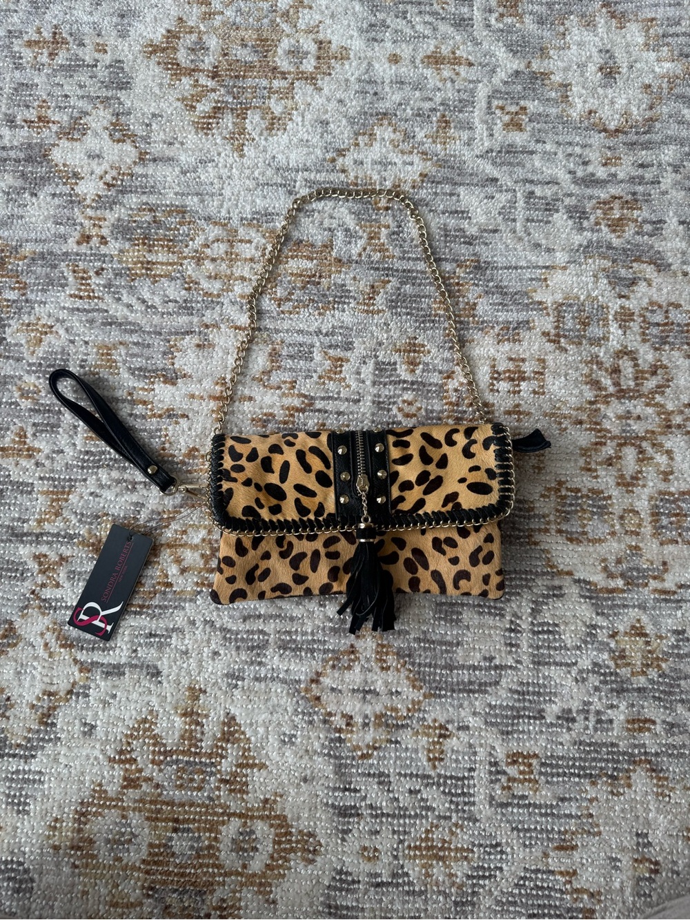 NWT Sondra Roberts Leopard-Print Convertible Clutch